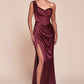 Ladivine 7448 Dress Long One Shoulder Satin Corset Gown