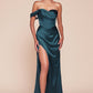Ladivine 7448 Dress Long One Shoulder Satin Corset Gown