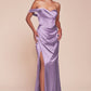 Ladivine 7448 Dress Long One Shoulder Satin Corset Gown
