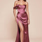 Ladivine 7448 Dress Long One Shoulder Satin Corset Gown