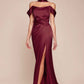 Ladivine 7452 Dress Off the Shoulder Lace Up Corset Satin Gown
