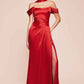Ladivine 7452 Dress Off the Shoulder Lace Up Corset Satin Gown