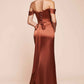 Ladivine 7452 Dress Off the Shoulder Lace Up Corset Satin Gown