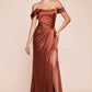 Ladivine 7452 Dress Off the Shoulder Lace Up Corset Satin Gown