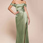 Ladivine 7452 Dress Off the Shoulder Lace Up Corset Satin Gown