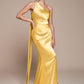 Ladivine 7454 Dress One Shoulder Luxe Satin Fitted Gown
