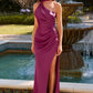 Ladivine 7454 Dress One Shoulder Luxe Satin Fitted Gown