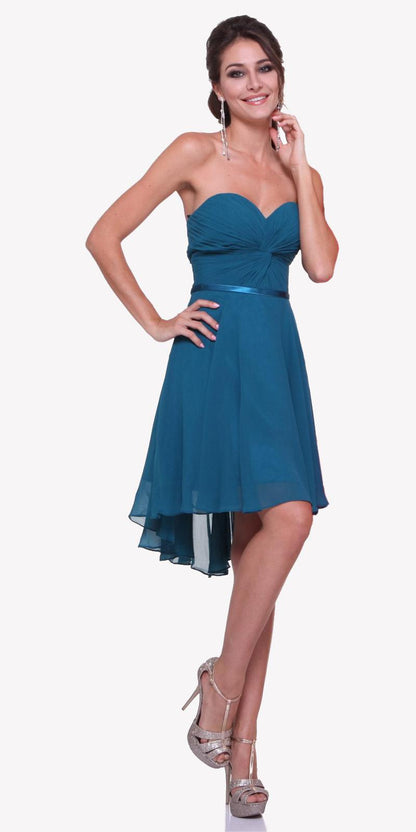 OFERTA - Vestido corto de gasa sin tirantes línea A Cinderella Divine 7456 (Talla 12)