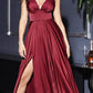 Cinderella Divine 7469WW Long Formal A-Line Satin Dress