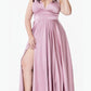 Ladivine 7469 Long Formal Evening Satin Dress with Slit
