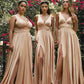Cinderella Divine 7469WW Long Formal A-Line Satin Dress