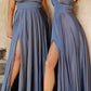 Cinderella Divine 7469WW Long Formal A-Line Satin Dress