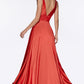 Cinderella Divine 7469 Floor Length Satin Formal V-Neckline Dress