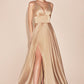 Cinderella Divine 7469 Floor Length Satin Formal V-Neckline Dress