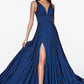 Ladivine 7469 Long Formal Evening Satin Dress with Slit