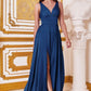 Ladivine 7469 Long Formal Evening Satin Dress with Slit