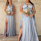 Cinderella Divine 7469 Floor Length Satin Formal V-Neckline Dress
