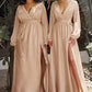 Cinderella Divine 7475C Long Split Blouson Sleeve Formal Dress Thigh Split