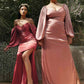 Cinderella Divine 7482 Long Sleeve Off the Shoulder Soft Satin Fitted Dress