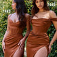 Ladivine 7492 Satin Off the Shoulder Corset Satin Formal Gown