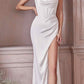 Cinderella Divine 7483W Long Cowl Neckline Satin Bridal Gown