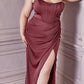 Cinderella Divine 7484C Plus Size Off the Shoulder Corset Satin Formal Gown