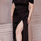 Cinderella Divine 7484C Plus Size Off the Shoulder Corset Satin Formal Gown