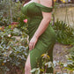 Cinderella Divine 7484C Plus Size Off the Shoulder Corset Satin Formal Gown