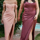 Cinderella Divine 7484 Long Off the Shoulder Corset Satin Formal Gown