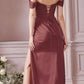 Cinderella Divine 7484C Plus Size Off the Shoulder Corset Satin Formal Gown