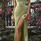 Cinderella Divine 7484C Plus Size Off the Shoulder Corset Satin Formal Gown