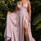 Cinderella Divine 7485C Sweetheart Neckline Soft Satin A-Line Formal Dress