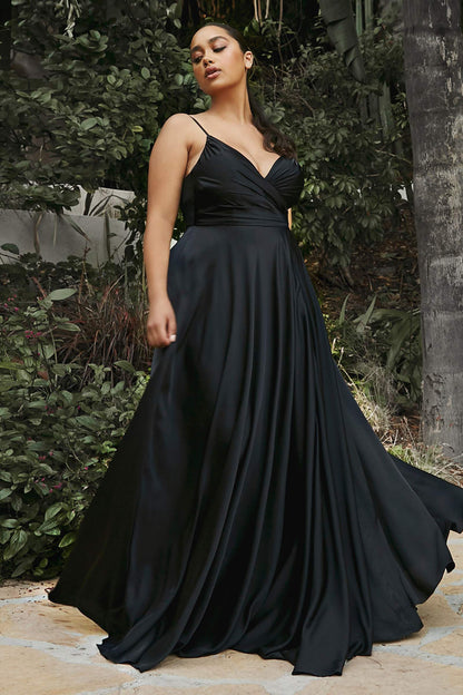 Cinderella Divine 7485C Sweetheart Neckline Soft Satin A-Line Formal Dress