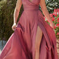 Cinderella Divine 7485C Sweetheart Neckline Soft Satin A-Line Formal Dress