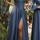 Ladivine 7485 Long Sweetheart Soft Satin A-Line Formal Dress