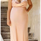 Cinderella Divine 7487W Fitted Satin Dress Cowl Neckline Open Tie Back