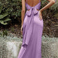Cinderella Divine 7487W Fitted Satin Dress Cowl Neckline Open Tie Back
