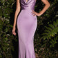 Cinderella Divine 7487 Fitted Satin Dress Cowl Neckline Open Tie Back