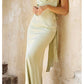 Cinderella Divine 7487W Fitted Satin Dress Cowl Neckline Open Tie Back