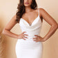 Cinderella Divine 7487W Fitted Satin Dress Cowl Neckline Open Tie Back