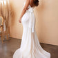 Cinderella Divine 7487W Fitted Satin Dress Cowl Neckline Open Tie Back