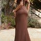 Cinderella Divine 7488 Long Column Satin Formal Dress Gathered
