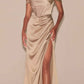 CLEARANCE - Cinderella Divine 7492 Off the Shoulder Sage Green Satin Gown (Size 8)