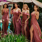 Cinderella Divine 7488 Long Column Satin Formal Dress Gathered