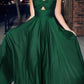 Ladivine 7496 Floor Length A-Line Luxurious Satin Strapless Keyhole Dress