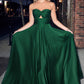 Ladivine 7496 Floor Length A-Line Luxurious Satin Strapless Keyhole Dress