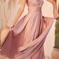 Ladivine 7496 Floor Length A-Line Luxurious Satin Strapless Keyhole Dress