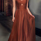 Ladivine 7496 Floor Length A-Line Luxurious Satin Strapless Keyhole Dress