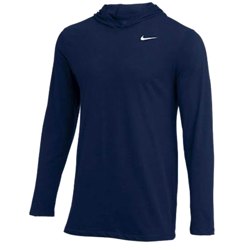 Nike - Playera con gorro Dry de manga larga para hombre, color azul marino, talla mediana