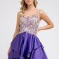 Juliet 760 Embellished Bodice Layered Skirt Short Dress